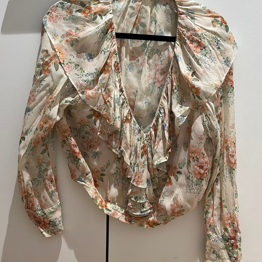 Zara long sleeve floral boho blouse shirt